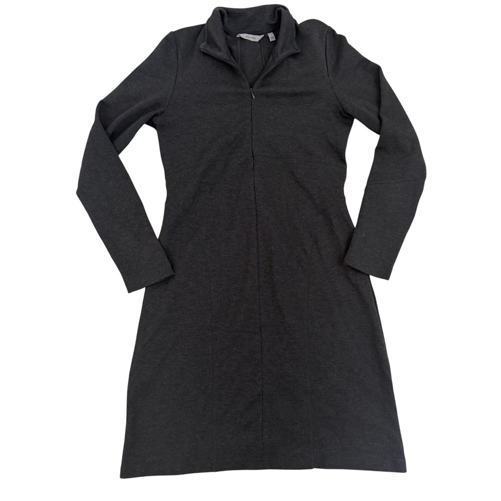 Athleta Womens Gray Quarter Zip Long Sleeve Knit A-Line Dress Size M EUC